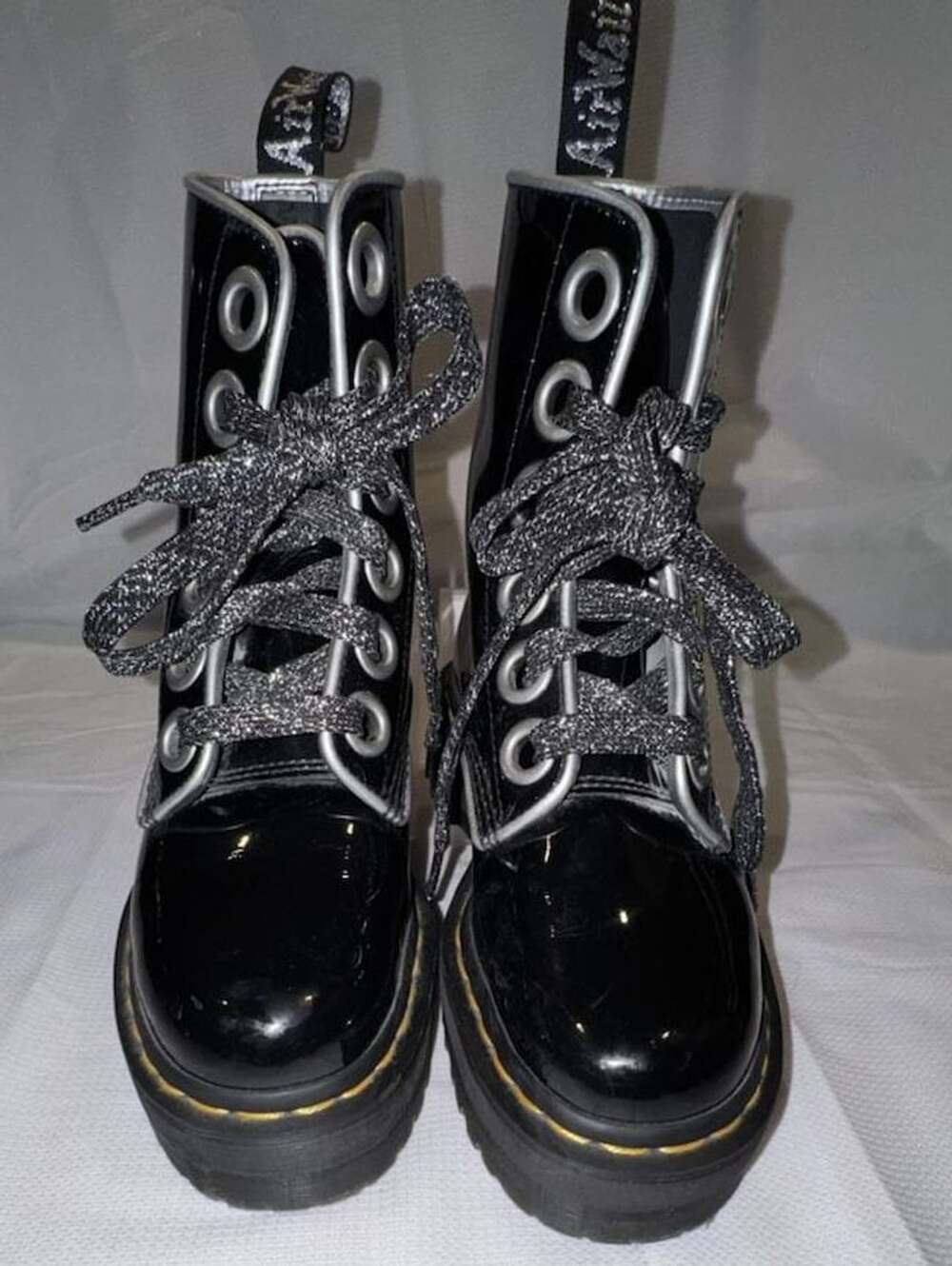 Dr. Martens Molly Platform Boots Size US 5 Black Patent Leather